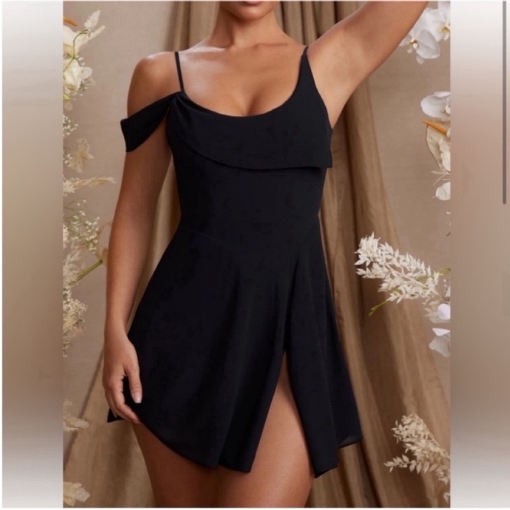 Oh Polly One Shoulder Black Dress